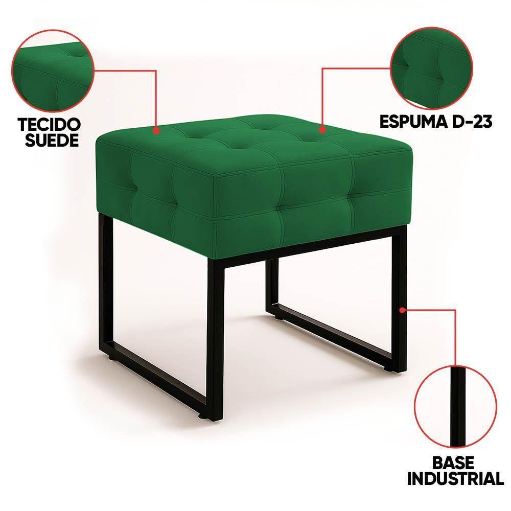Puff Sala Decorativo Industrial Kit 2 Elisa Suede D03 - D'rossi Verde - 3