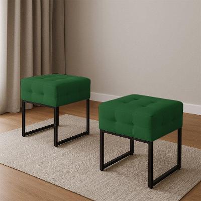 Puff Sala Decorativo Industrial Kit 2 Elisa Suede D03 - D'rossi Verde