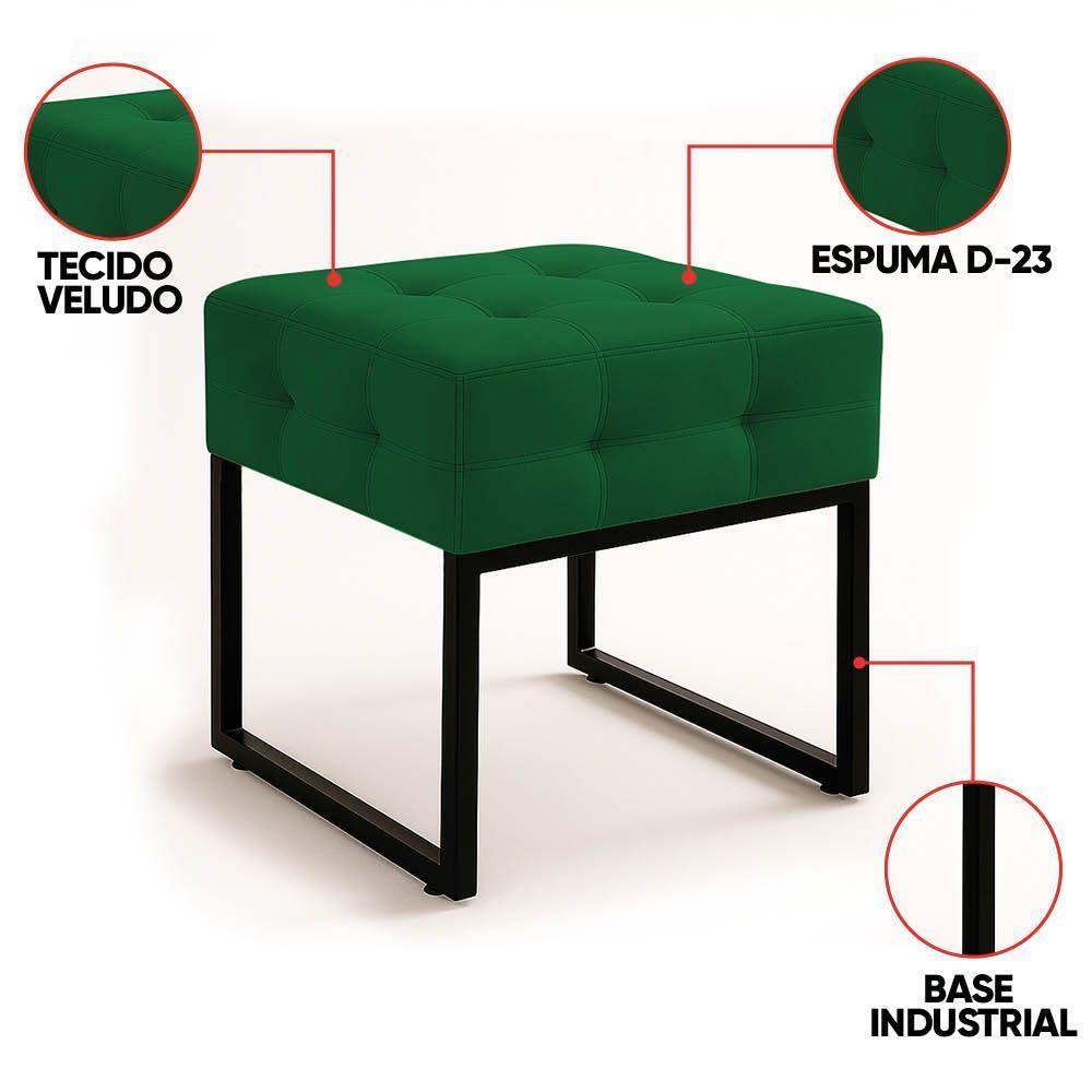 Poltrona Sala E Puff Decorativo Industrial Elisa Veludo D03 - D'rossi Verde - 3
