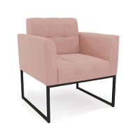 Poltrona Sala E Puff Decorativo Industrial Elisa Veludo D03 - D'rossi Rose - 6