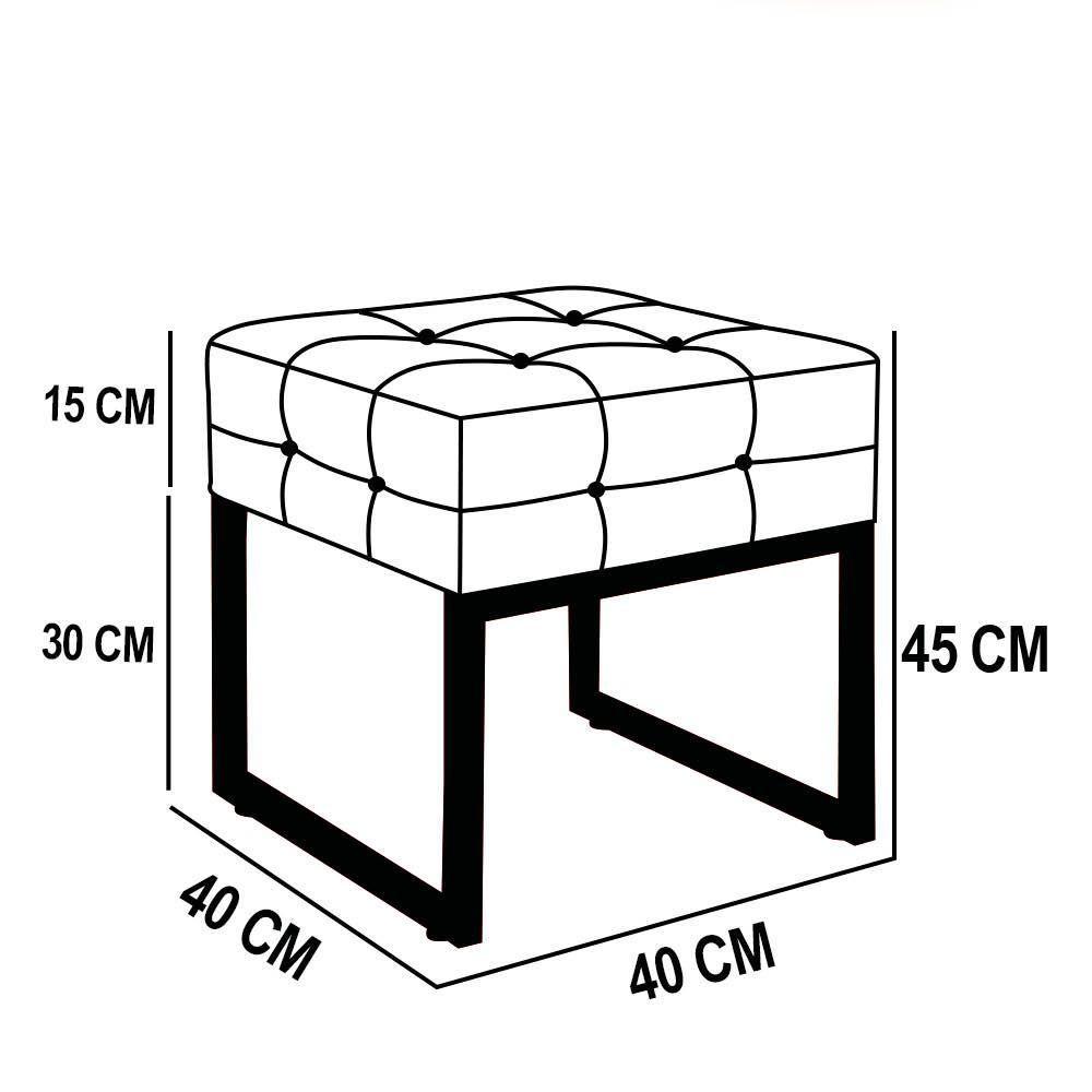 Poltrona Sala E Puff Decorativo Industrial Elisa Veludo D03 - D'rossi Bege - 5
