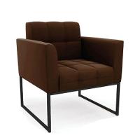 Poltrona Sala E Puff Decorativo Industrial Elisa Suede D03 - D'rossi Marrom - 6