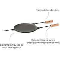 Chapa Disco Redonda Ferro Fundido E Cabo Panela Mineira 35cm - 3
