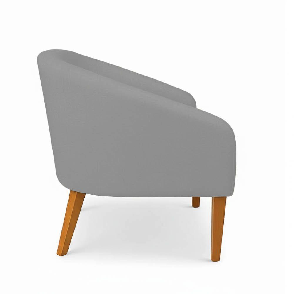 Poltrona Sala Decorativa Kit 2 Stella Pé Madeira Trapézio Castanho Sintético Cinza D03 - D'rossi - 6