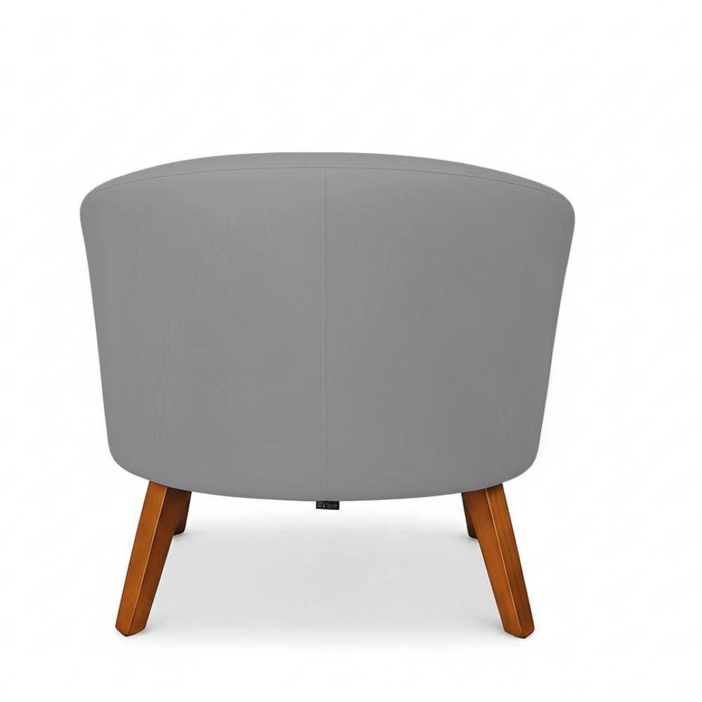 Poltrona Sala Decorativa Kit 2 Stella Pé Madeira Trapézio Castanho Sintético Cinza D03 - D'rossi - 7