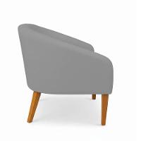 Poltrona Sala Decorativa Kit 2 Stella Pé Madeira Trapézio Castanho Sintético Cinza D03 - D'rossi - 6