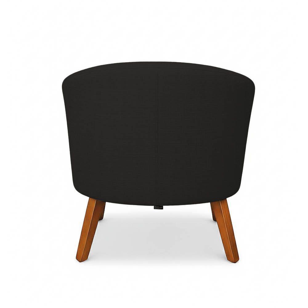 Poltrona Sala Decorativa Kit 2 Stella Pé Madeira Trapézio Castanho Linho Preto D03 - D'rossi - 7