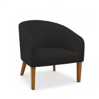 Poltrona Sala Decorativa Kit 2 Stella Pé Madeira Trapézio Castanho Linho Preto D03 - D'rossi - 5