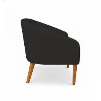 Poltrona Sala Decorativa Kit 2 Stella Pé Madeira Trapézio Castanho Linho Preto D03 - D'rossi - 6