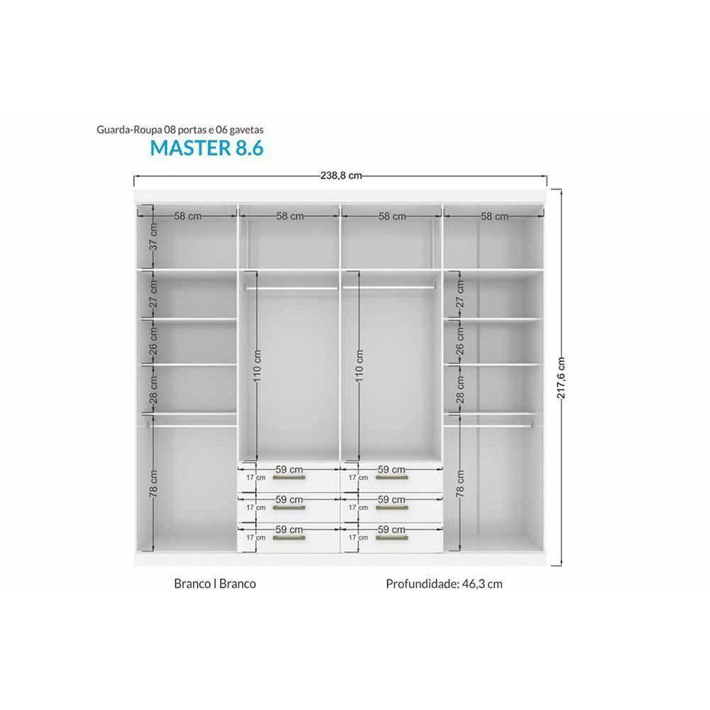 Guarda Roupa Casal 8 Portas e 6 Gavetas Master 8.6 Demolição - Santos Andirá - 9