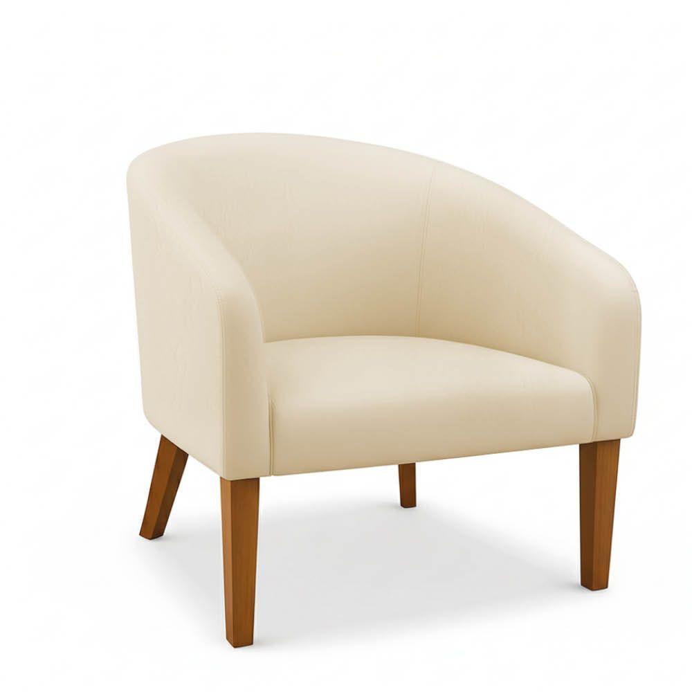 Poltrona Sala Decorativa Kit 2 Stella Pé Madeira Trapézio Castanho Sintético Bege D03 - D'rossi - 5