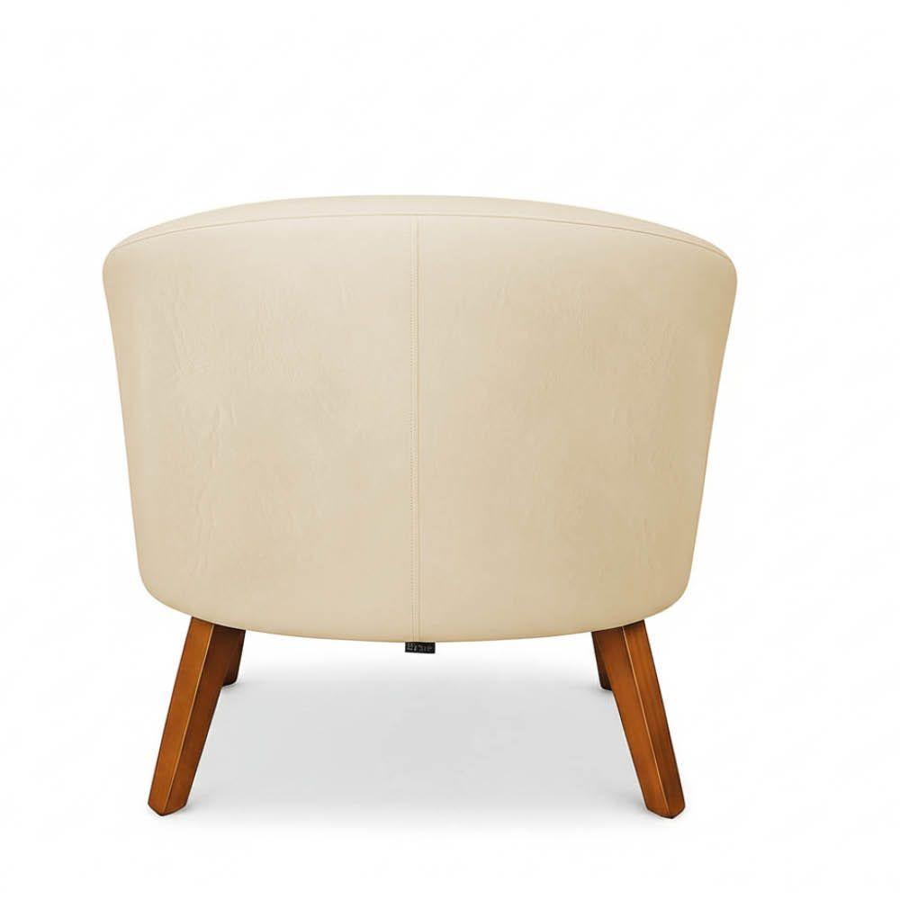 Poltrona Sala Decorativa Kit 2 Stella Pé Madeira Trapézio Castanho Sintético Bege D03 - D'rossi - 7