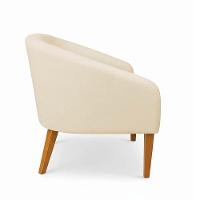 Poltrona Sala Decorativa Kit 2 Stella Pé Madeira Trapézio Castanho Sintético Bege D03 - D'rossi - 6