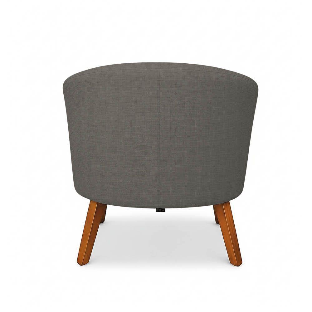 Poltrona Sala Decorativa Kit 2 Stella Pé Madeira Trapézio Castanho Linho D03 - D'rossi Cor Grafite - 7