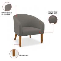 Poltrona Sala Decorativa Kit 2 Stella Pé Madeira Trapézio Castanho Linho D03 - D'rossi Cor Grafite - 3