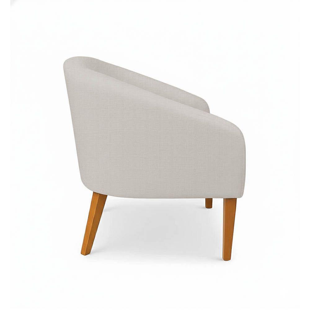 Poltrona Sala Decorativa Kit 2 Stella Pé Madeira Trapézio Castanho Linho Cinza D03 - D'rossi - 6