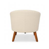 Poltrona Sala Decorativa Kit 2 Stella Pé Madeira Trapézio Castanho Linho D03 - D'rossi Cor Bege - 7