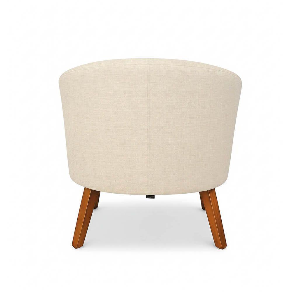 Poltrona Sala Decorativa Kit 2 Stella Pé Madeira Trapézio Castanho Linho Bege D03 - D'rossi - 7