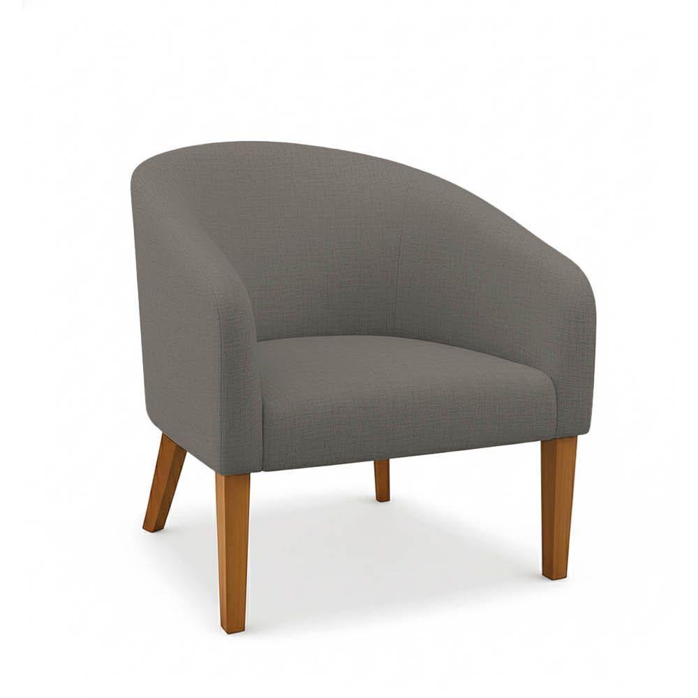 Poltrona Sala Decorativa Kit 2 Stella Pé Madeira Trapézio Castanho Linho Grafite D03 - D'rossi - 5