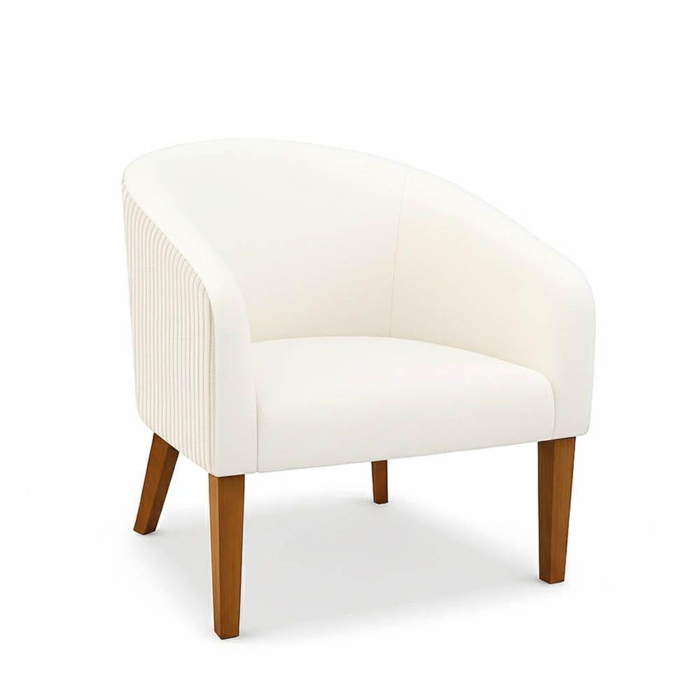 Poltrona Sala Decorativa Kit 2 Stella Pé Madeira Trapézio Castanho Cotelê Ext/veludo D03 - D'rossi Cor Bege - 5