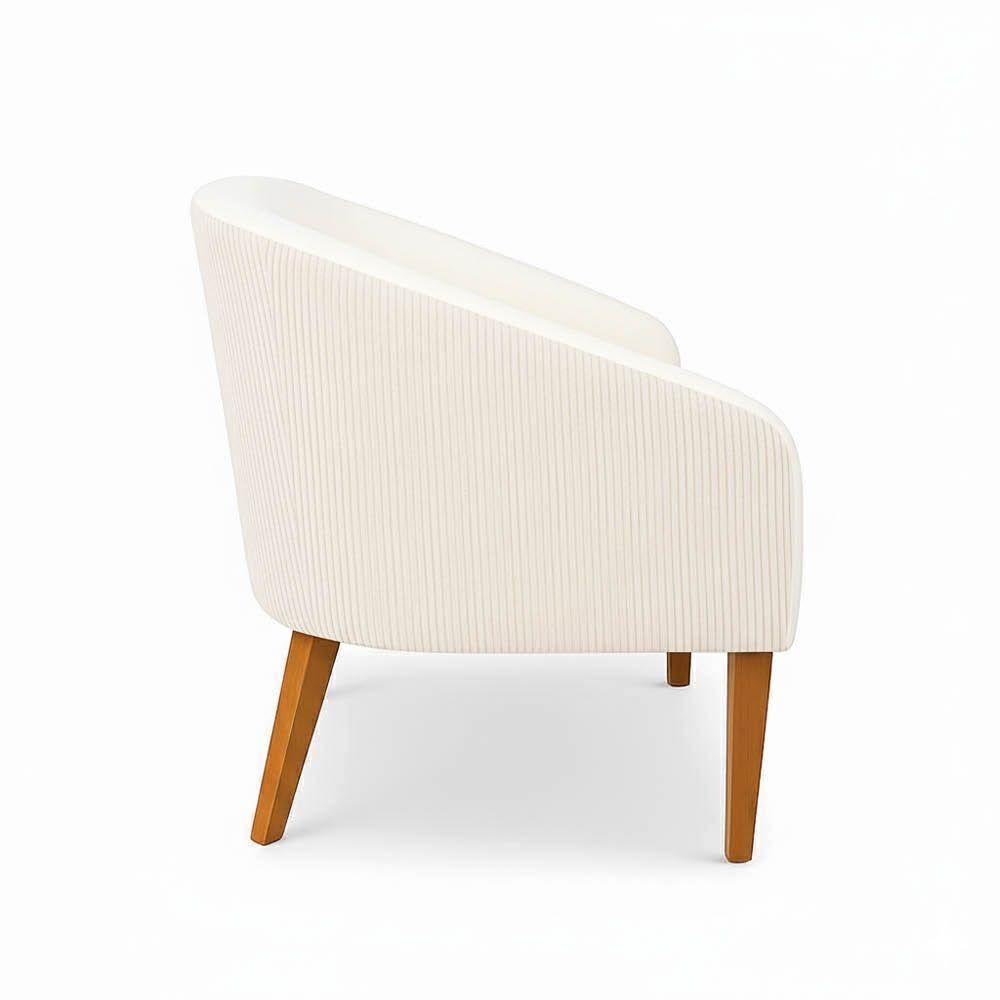 Poltrona Sala Decorativa Kit 2 Stella Pé Madeira Trapézio Castanho Cotelê Ext/veludo D03 - D'rossi Cor Bege - 6