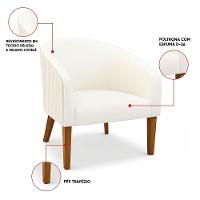 Poltrona Sala Decorativa Kit 2 Stella Pé Madeira Trapézio Castanho Cotelê Ext/veludo D03 - D'rossi Cor Bege - 3