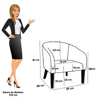 Poltrona Sala Decorativa Kit 2 Stella Pé Madeira Trapézio Castanho Cotelê Ext/veludo D03 - D'rossi Cor Bege