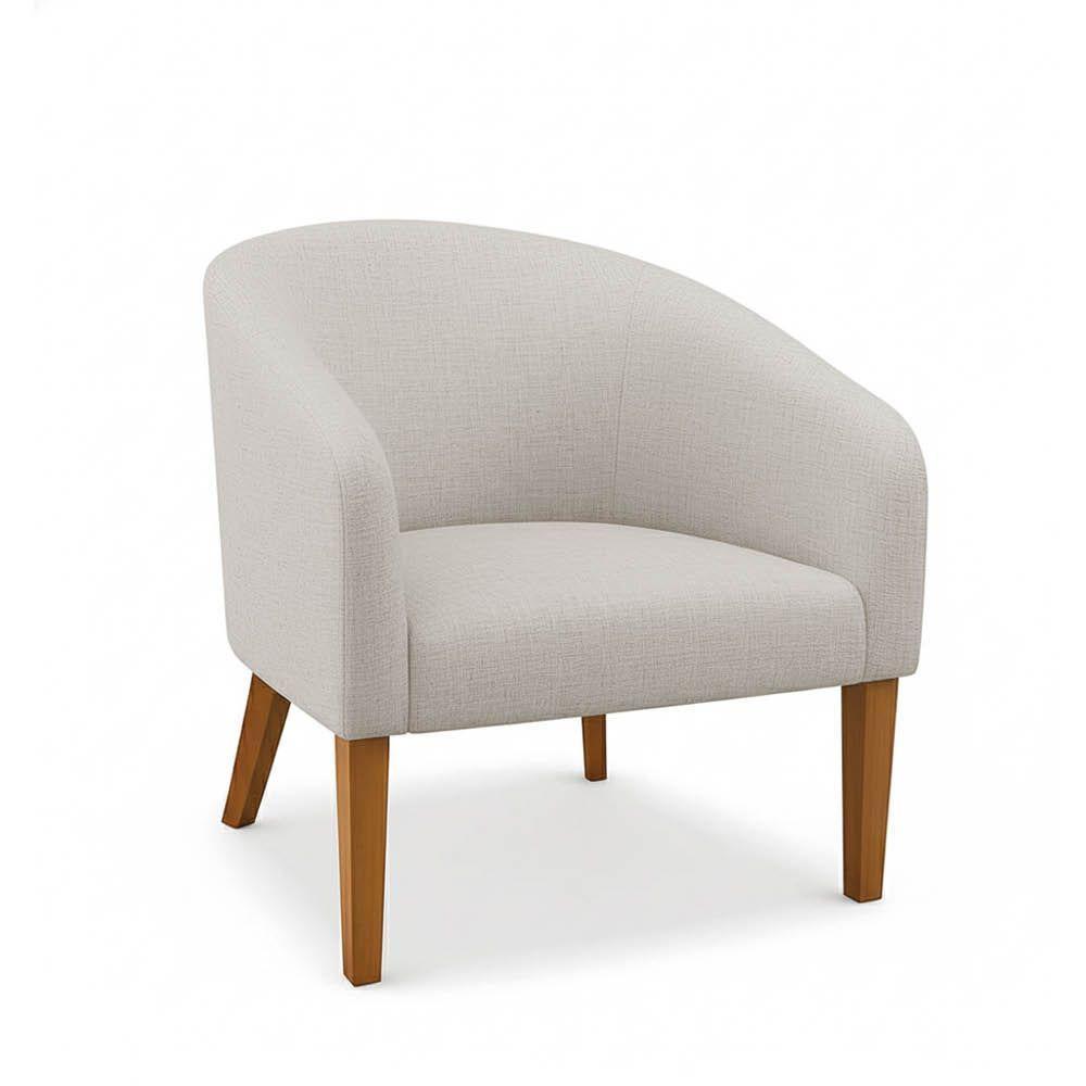 Poltrona Sala Decorativa Kit 2 Stella Pé Madeira Trapézio Castanho Linho D03 - D'rossi Cor Cinza - 5