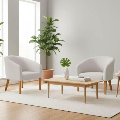 Poltrona Sala Decorativa Kit 2 Stella Pé Madeira Trapézio Castanho Linho D03 - D'rossi Cor Cinza