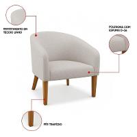 Poltrona Sala Decorativa Kit 2 Stella Pé Madeira Trapézio Castanho Linho D03 - D'rossi Cor Cinza - 3