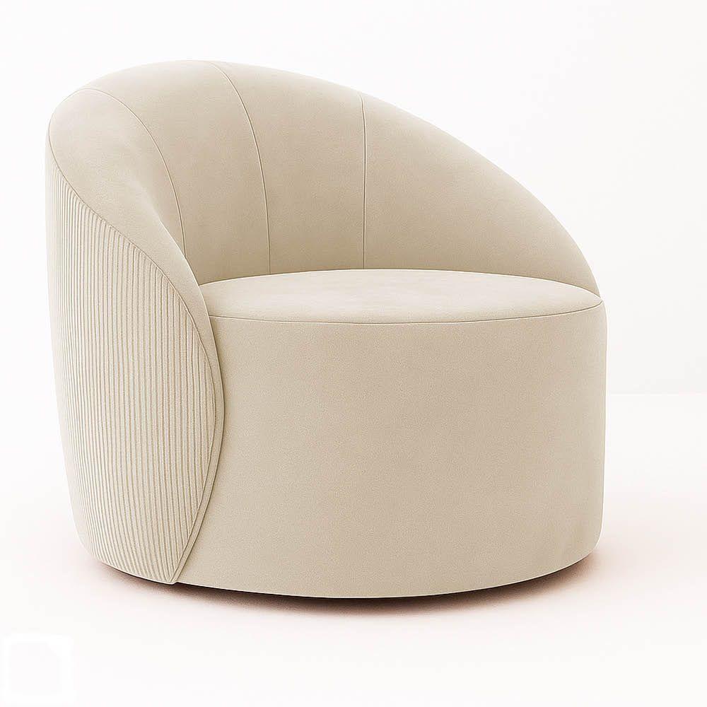 Poltrona Decorativa Orgânica Lua Cotelê-veludo Bege D03 - D'rossi - 2