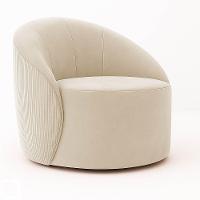 Poltrona Decorativa Orgânica Lua Cotelê-veludo Bege D03 - D'rossi - 2