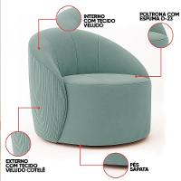Poltrona Decorativa Orgânica Lua Cotelê-veludo D03 - D'rossi Menta - 3