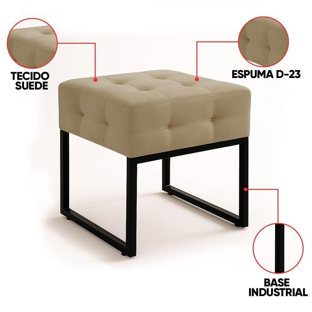 Poltrona Sala E Puff Decorativo Industrial Elisa Suede D03 - D'rossi Marrom Rato - 3