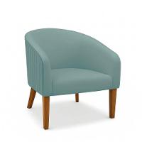 Poltrona Sala Decorativa Kit 2 Stella Pé Madeira Trapézio Castanho Cotelê Ext/veludo Menta D03 - D'rossi - 5