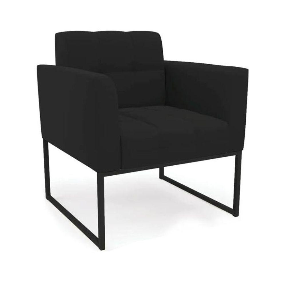 Poltrona Sala E Puff Decorativo Industrial Elisa Suede D03 - D'rossi Preto - 6