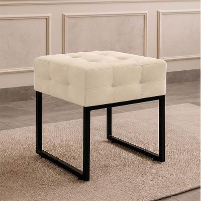 Puff Sala Decorativo Industrial Elisa Suede D03 - D'rossi Bege