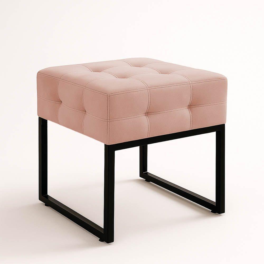 Puff Sala Decorativo Industrial Kit 2 Elisa Veludo D03 - D'rossi Rose - 2