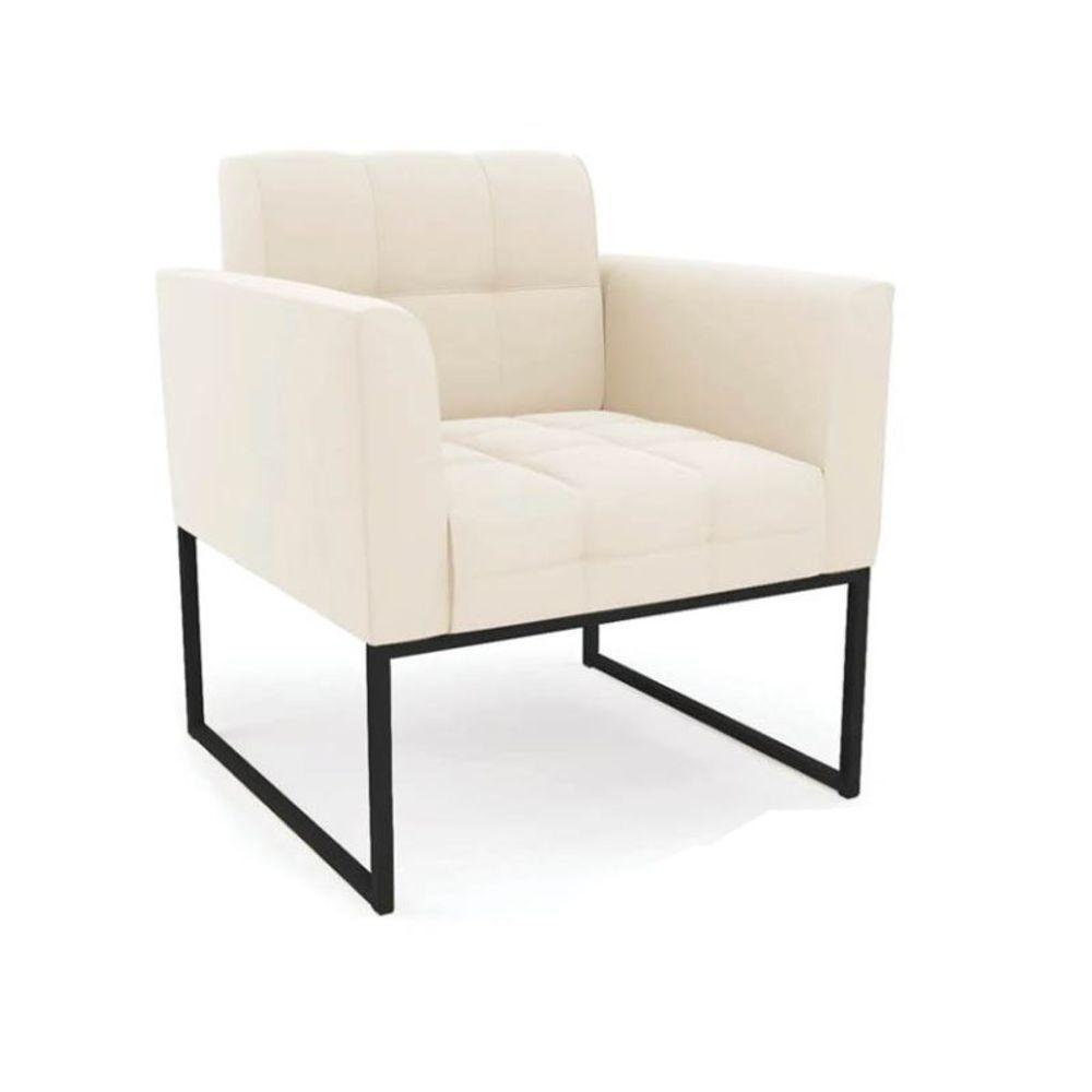 Poltrona Sala E Puff Decorativo Industrial Elisa Veludo Bege D03 - D'rossi - 8