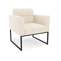 Poltrona Sala E Puff Decorativo Industrial Elisa Veludo Bege D03 - D'rossi - 8