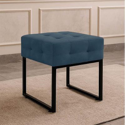 Puff Sala Decorativo Industrial Elisa Suede D03 - D'rossi Azul Marinho