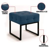 Puff Sala Decorativo Industrial Elisa Suede D03 - D'rossi Azul Marinho - 3
