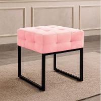 Puff Sala Decorativo Industrial Elisa Suede D03 - D'rossi Rosa Bebê - 1