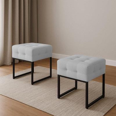 Puff Sala Decorativo Industrial Kit 2 Elisa Suede D03 - D'rossi Cinza