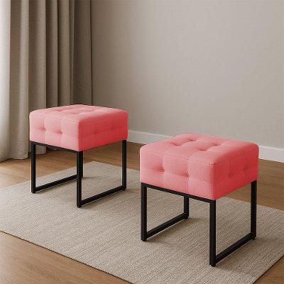 Puff Sala Decorativo Industrial Kit 2 Elisa Suede D03 - D'rossi Rose