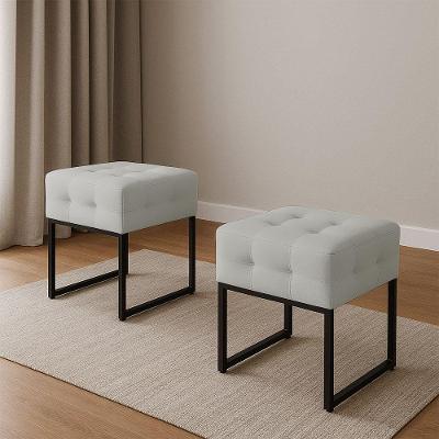 Puff Sala Decorativo Industrial Kit 2 Elisa Veludo D03 - D'rossi Cinza