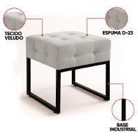 Puff Sala Decorativo Industrial Kit 2 Elisa Veludo D03 - D'rossi Cinza - 2