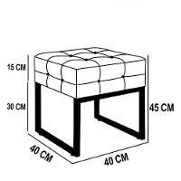 Puff Sala Decorativo Industrial Kit 2 Elisa Veludo D03 - D'rossi Cinza - 3