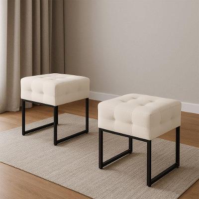 Puff Sala Decorativo Industrial Kit 2 Elisa Veludo D03 - D'rossi Bege