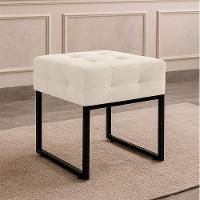 Puff Sala Decorativo Quadrado Industrial Elisa Veludo Bege D03 - D'rossi - 1